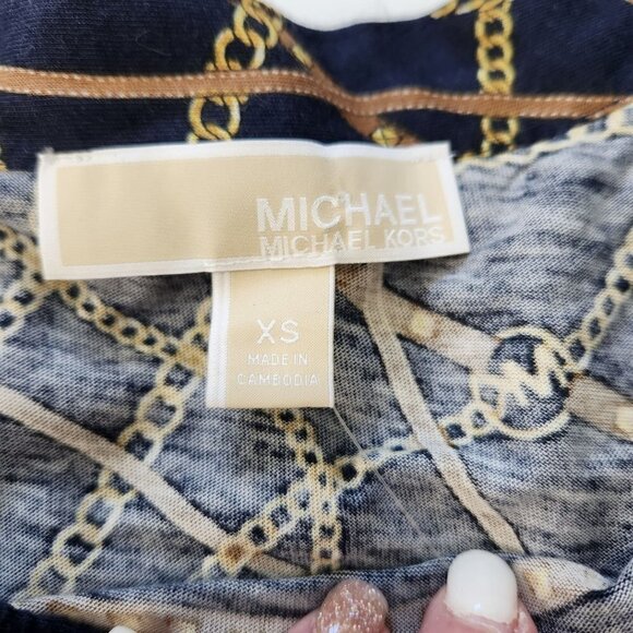 MICHAEL Michael Kors NWT Flounce Halter Neck Blouse XS Blue Equestrian Chain - Picture 4 of 7